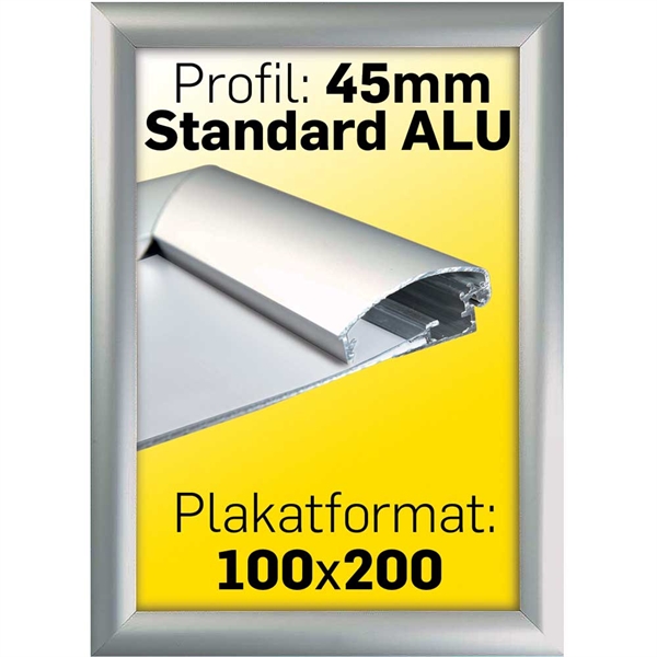 Alu Snap-Frame, væg, 45 mm Alu/elox. - Poster: 100 x 200 cm