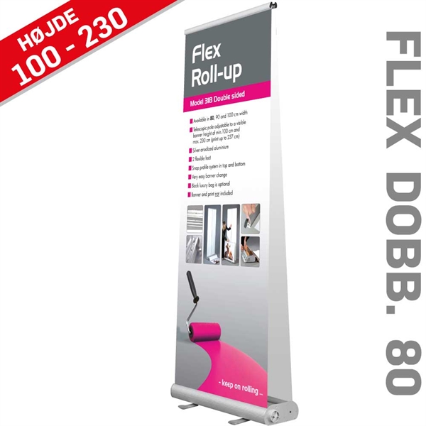 ROLL-UP BANNER FLEX, dobbelt  Alu/elox. - 80x107-237cm Banner