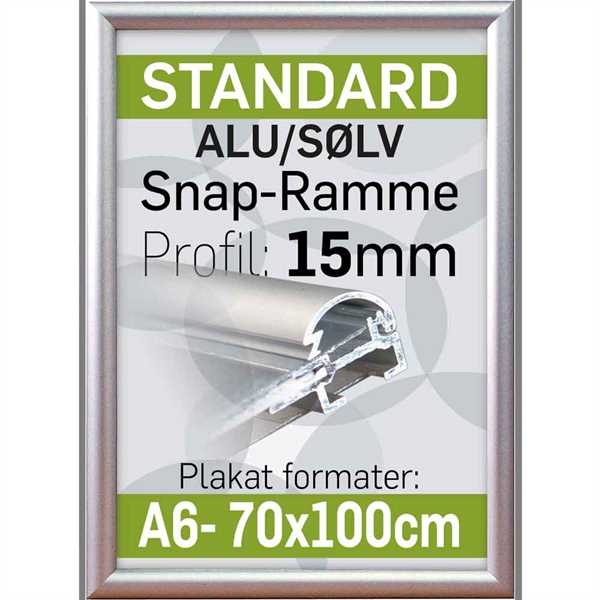 Alu Snap-Frame, væg, 15 mm Alu/elox. - Poster: A5 - 14,8 x 21 cm
