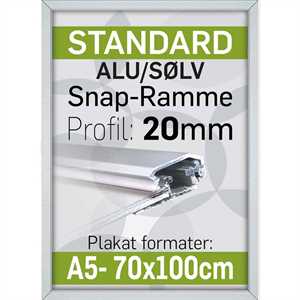 Alu Snap-Frame, væg, 20 mm  Alu/elox. - Poster: A4 - 21 x 29,7 cm