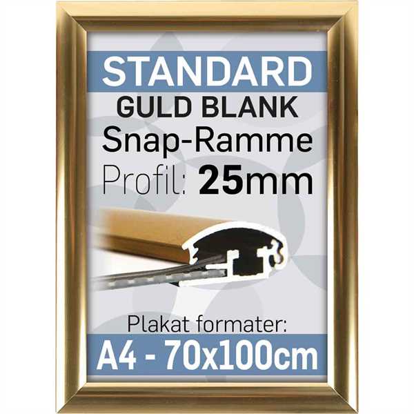 Klapramme 25 mm profil Guld Blank A2 42 X 59,4 cm