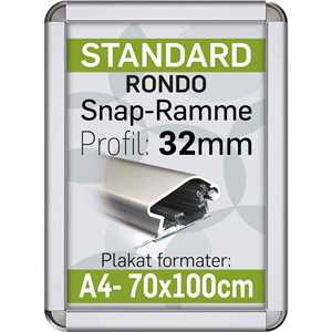 Alu Snap-Frame Rondo, væg, 32 mm Alu/elox. - Poster: A4 - 21 x 29,7 cm