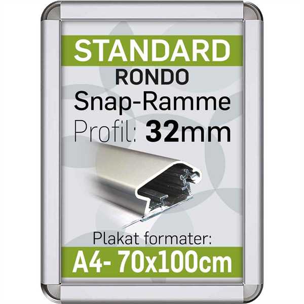Alu Snap-Frame Rondo, væg, 32 mm Alu/elox. - Poster: 50 x 70 cm