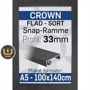 CROWN klap ramme sort, 33 mm profil - A5 - 14,8 x 21 cm