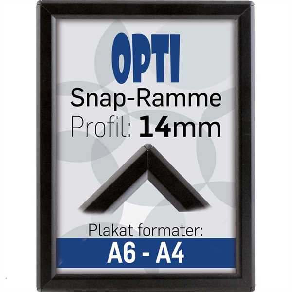 Alu klapramme 14 mm profil Opti Frame sort A5
