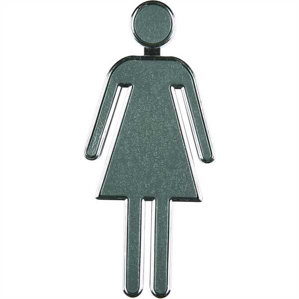 Billede af Toilet skilt 3D - Kvinde/dame figur - grå - 4 x 10 cm