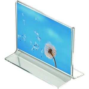 Menuholder -T form Horisontal - klar akryl A8 7,6 x 5,4 cm