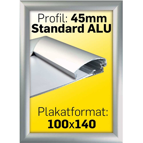 Alu Snap-Frame, væg, 45 mm Alu/elox. - Poster: 100 x 140 cm