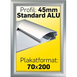 Alu Snap-Frame, væg, 45 mm Alu/elox. - Poster: 70 x 200 cm