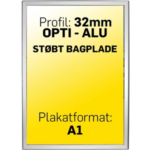 Alu klapramme 32 mm profil Opti Frame Sølv A1