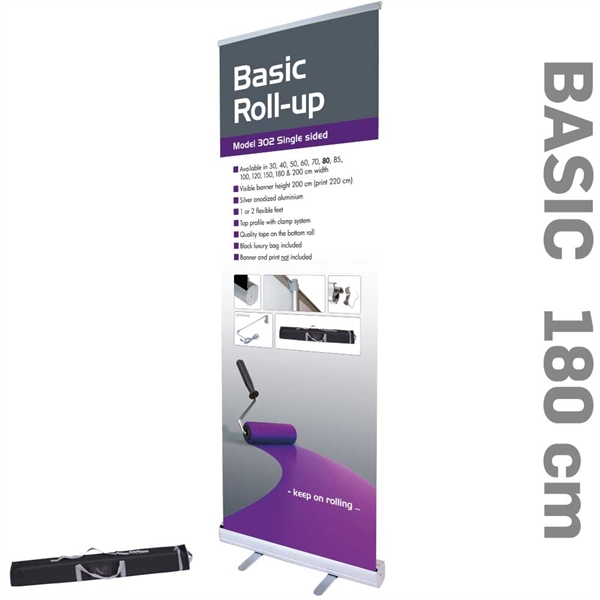 Roll-Up Basic Enkeltsidet Alu/elox. - 180 x 220 cm banner