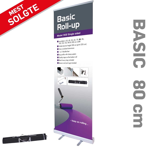 Roll-Up Basic Enkeltsidet Alu/elox. - 80 x 220 cm banner