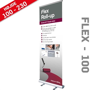 ROLL-UP BANNER FLEX, enkelt  Alu/elox. - 100 cm x 107-237 cm Banner