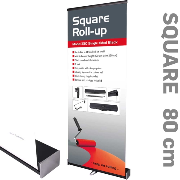 Roll-Up Square - Sort/krom- Enkeltsidet  - 80 x 220 cm banner