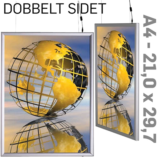 LED Light Box - 25 mm -Dobbeltsidet - Vertikal - Alu - 21 x 29,7 cm A4
