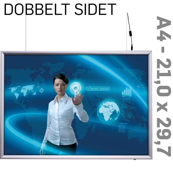 LED Light Box - 25 mm -Dobbeltsidet - Horisontal - Alu - 21 x 29,7 cm A4