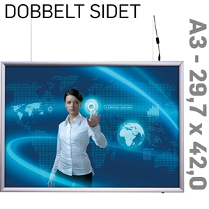 LED Light Box - 25 mm -Dobbeltsidet - Horisontal -Alu - 29,7 x 42 cm A3