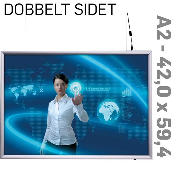 LED Light Box - 25 mm -Dobbeltsidet - Horisontal - Alu - 42 x 59,4 cm A2