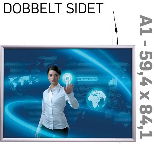 LED Light Box - 25 mm -Dobbeltsidet - Horisontal - Alu - 59,4 x 84,1 cm A1