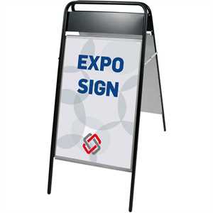 Expo Sign Standard gadeskilt med logoplade Sort - Poster: 70 x 100 cm