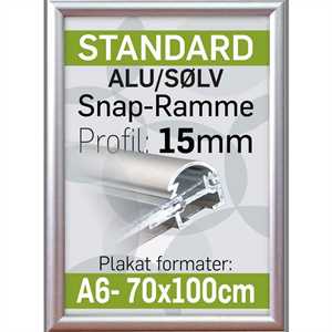 Alu Snap-Frame, væg, 15 mm Alu/elox. - Poster: 50 x 70 cm