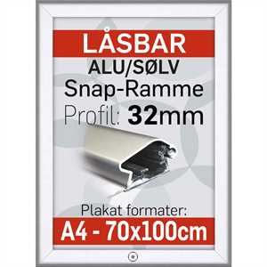Låsbar Snap-Frame m 32 mm Alu/elox. profil - - Poster: 50 x 70 cm