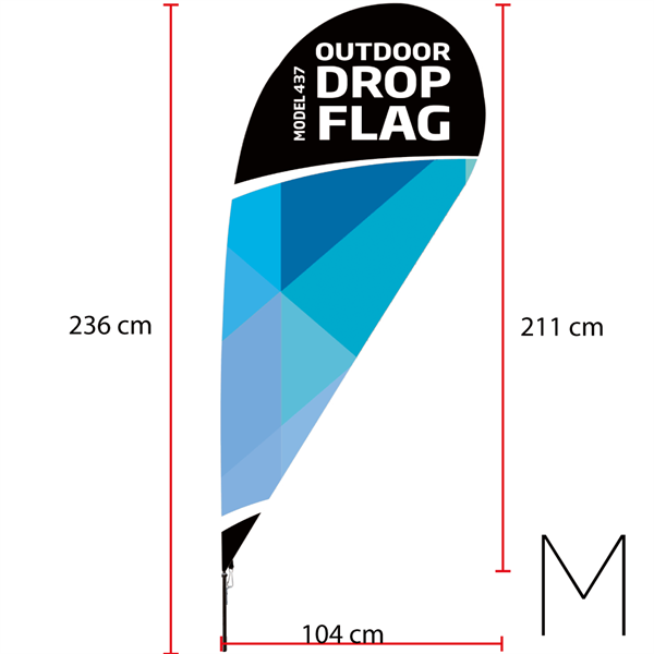 Dråbeformet Beachflag - Medium - Inkl print